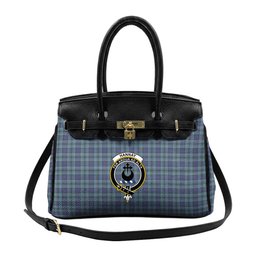 Scottish Hannay Blue Crest Tartan Lock Tote Handbag Women's Purse