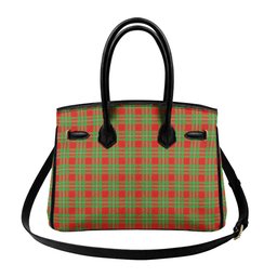 Scottish Grierson Crest Tartan Lock Tote Handbag Women's Purse
