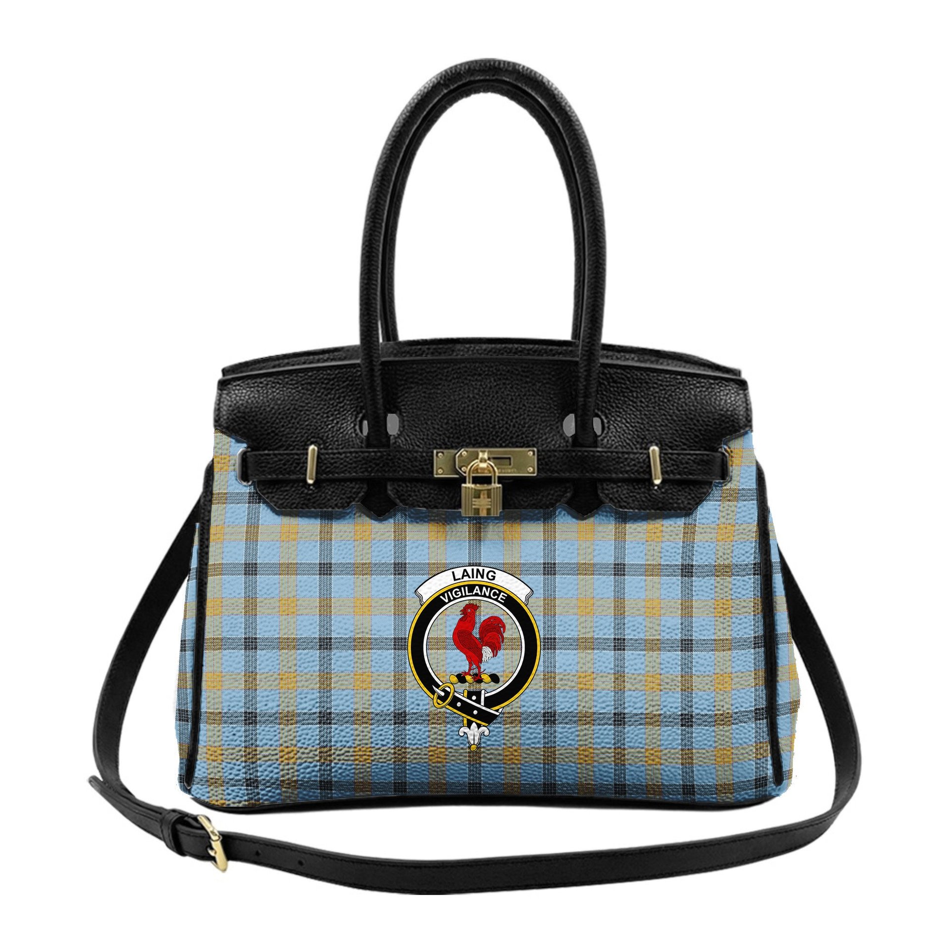 Scottish Laing Ancient Crest Tartan Lock Tote Handbag Women's Purse