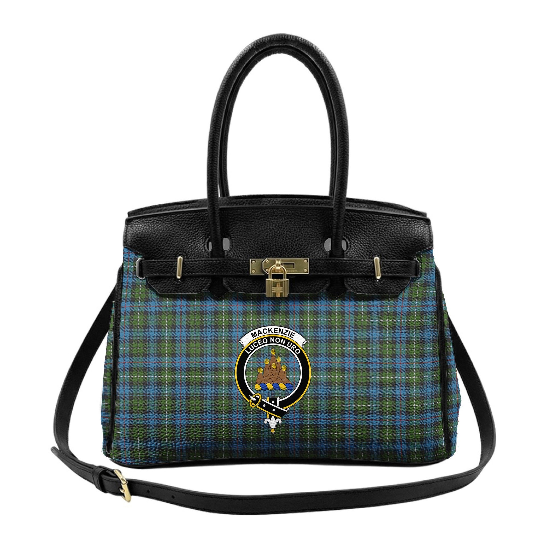 Scottish Mackenzie Crest Tartan Lock Tote Handbag Women's Purse