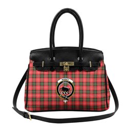 Scottish Nisbet Modern Crest Tartan Lock Tote Handbag Women's Purse