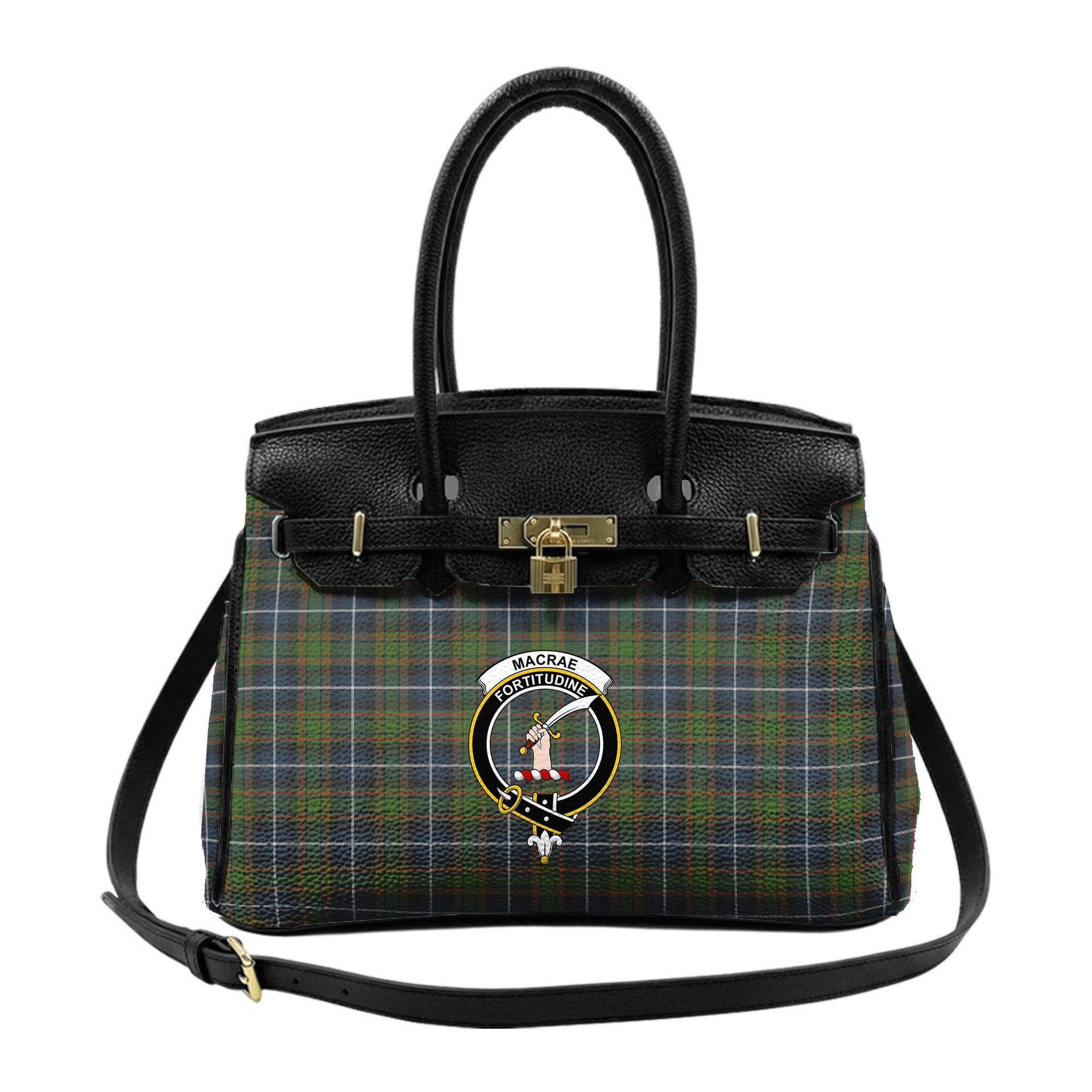 Scottish MacRae Hunting Crest Tartan Lock Tote Handbag Women's Purse
