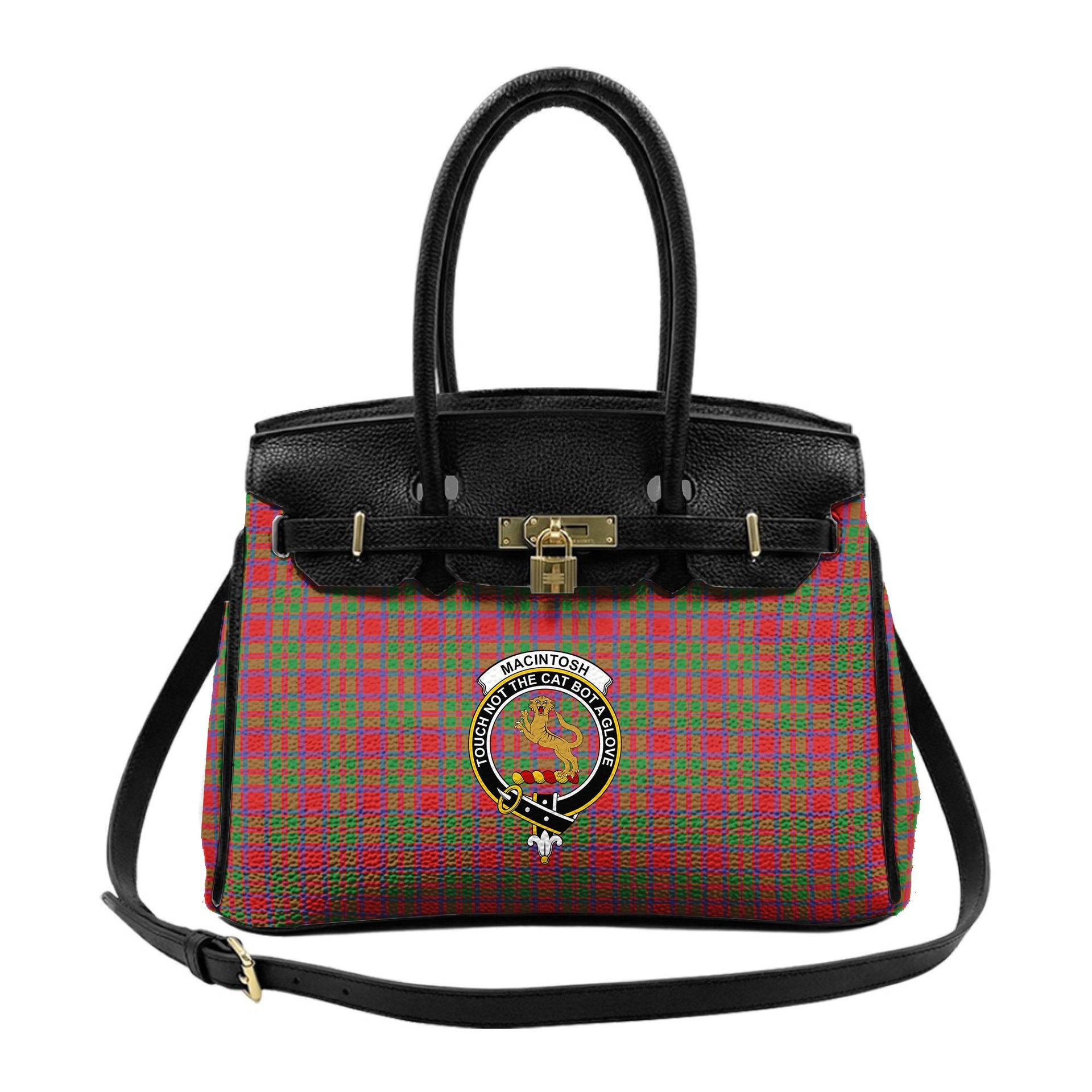Scottish MacIntosh Modern Crest Tartan Lock Tote Handbag Women's Purse