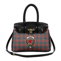 Scottish Wilson Modern Clan Crest Tartan Lock Tote Handbag Women's Purse