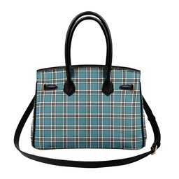 Scottish Thompson Society Dress Blue Ancient Crest Tartan Lock Tote Handbag Women's Purse