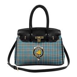 Scottish Thompson Society Dress Blue Ancient Crest Tartan Lock Tote Handbag Women's Purse