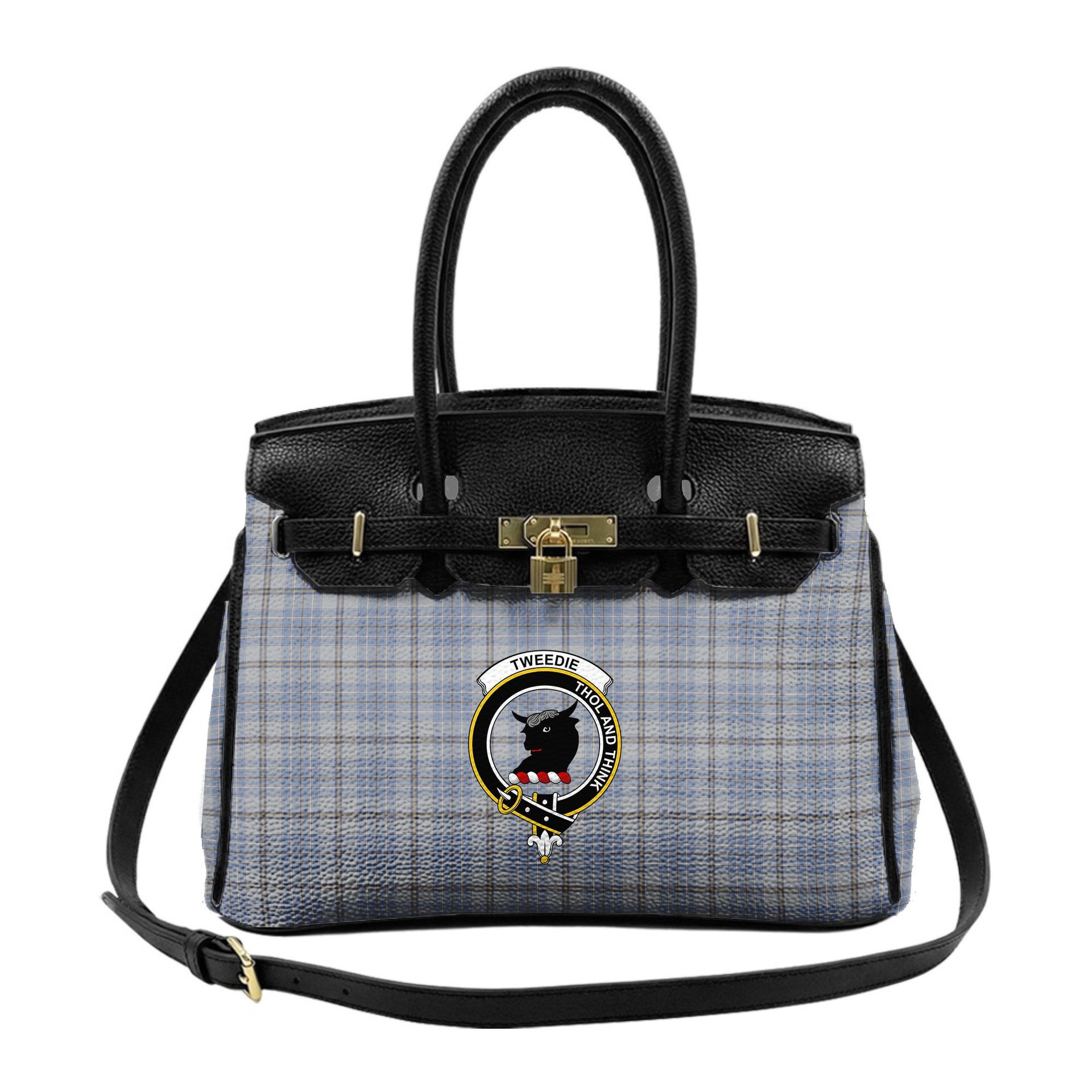 Scottish Tweedie Crest Tartan Lock Tote Handbag Women's Purse