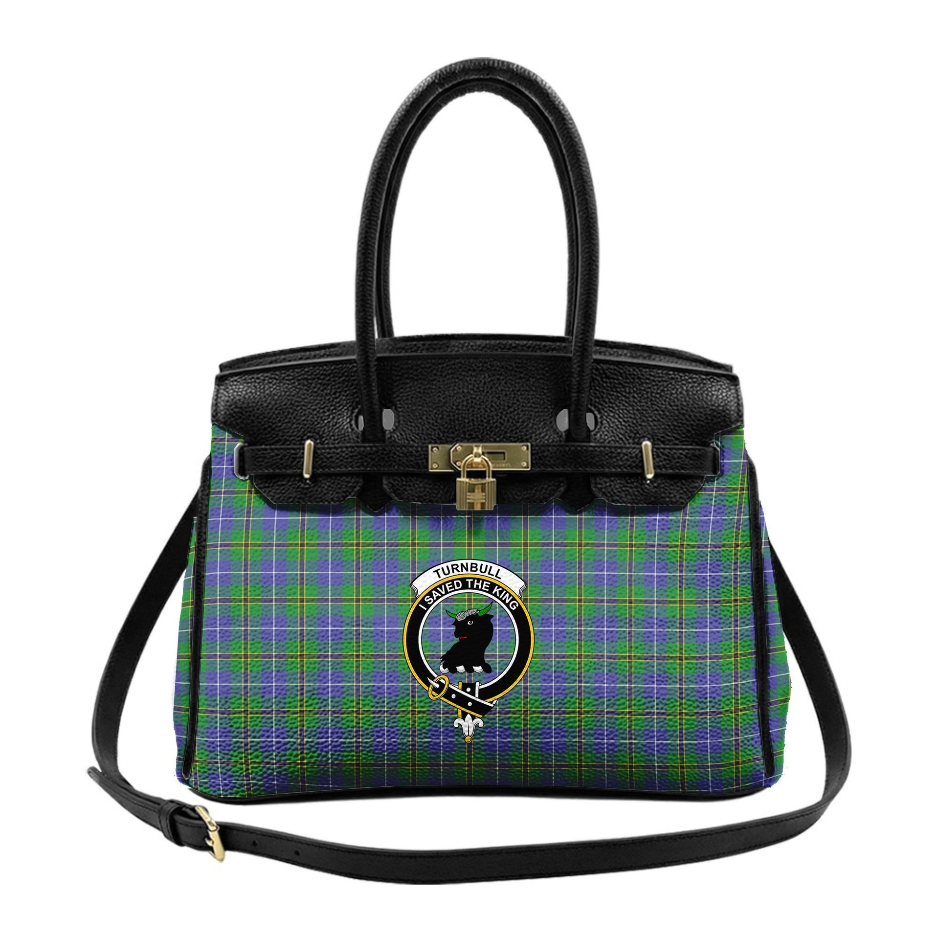 Scottish Turnbull Hunting SC Crest Tartan Lock Tote Handbag Women's Purse