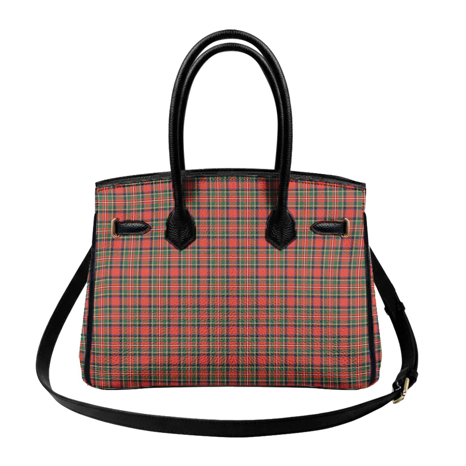 Scottish Stewart Stuart of Bute 2 Crest Tartan Lock Tote Handbag Women's Purse