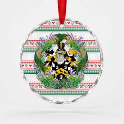 Ball Irish Tartan Crest Christmas Glass Circle Ornament Shamrock Flowers Wreath