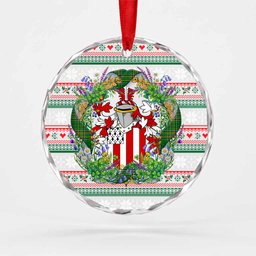 Apsley Irish Tartan Crest Christmas Glass Circle Ornament Shamrock Flowers Wreath