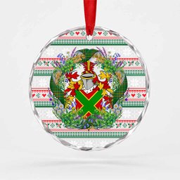 Andrew Irish Tartan Crest Christmas Glass Circle Ornament Shamrock Flowers Wreath