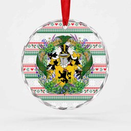 Cosgrove Irish Tartan Crest Christmas Glass Circle Ornament Shamrock Flowers Wreath