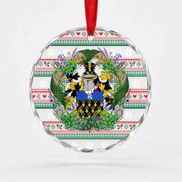 Cooke Irish Tartan Crest Christmas Glass Circle Ornament Shamrock Flowers Wreath