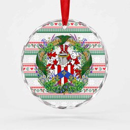 Carpenter Irish Tartan Crest Christmas Glass Circle Ornament Shamrock Flowers Wreath