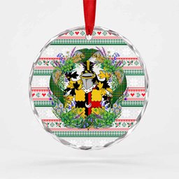 Brooke Irish Tartan Crest Christmas Glass Circle Ornament Shamrock Flowers Wreath