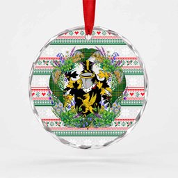 Griffin Irish Tartan Crest Christmas Glass Circle Ornament Shamrock Flowers Wreath