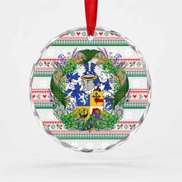 McNeill Irish Tartan Crest Christmas Glass Circle Ornament Shamrock Flowers Wreath