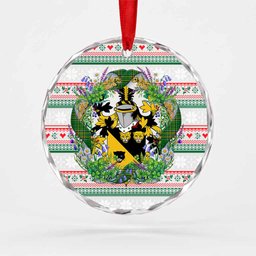 McGeough Irish Tartan Crest Christmas Glass Circle Ornament Shamrock Flowers Wreath