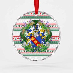 McFadden Irish Tartan Crest Christmas Glass Circle Ornament Shamrock Flowers Wreath