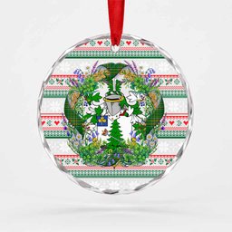McAlpine Irish Tartan Crest Christmas Glass Circle Ornament Shamrock Flowers Wreath