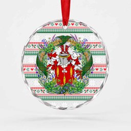 Way Irish Tartan Crest Christmas Glass Circle Ornament Shamrock Flowers Wreath