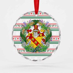 Umfre Irish Tartan Crest Christmas Glass Circle Ornament Shamrock Flowers Wreath