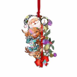 Bell Tartan Crest Christmas Hologram Ornament Scottish Highland Cow Nessie Deer Thistle