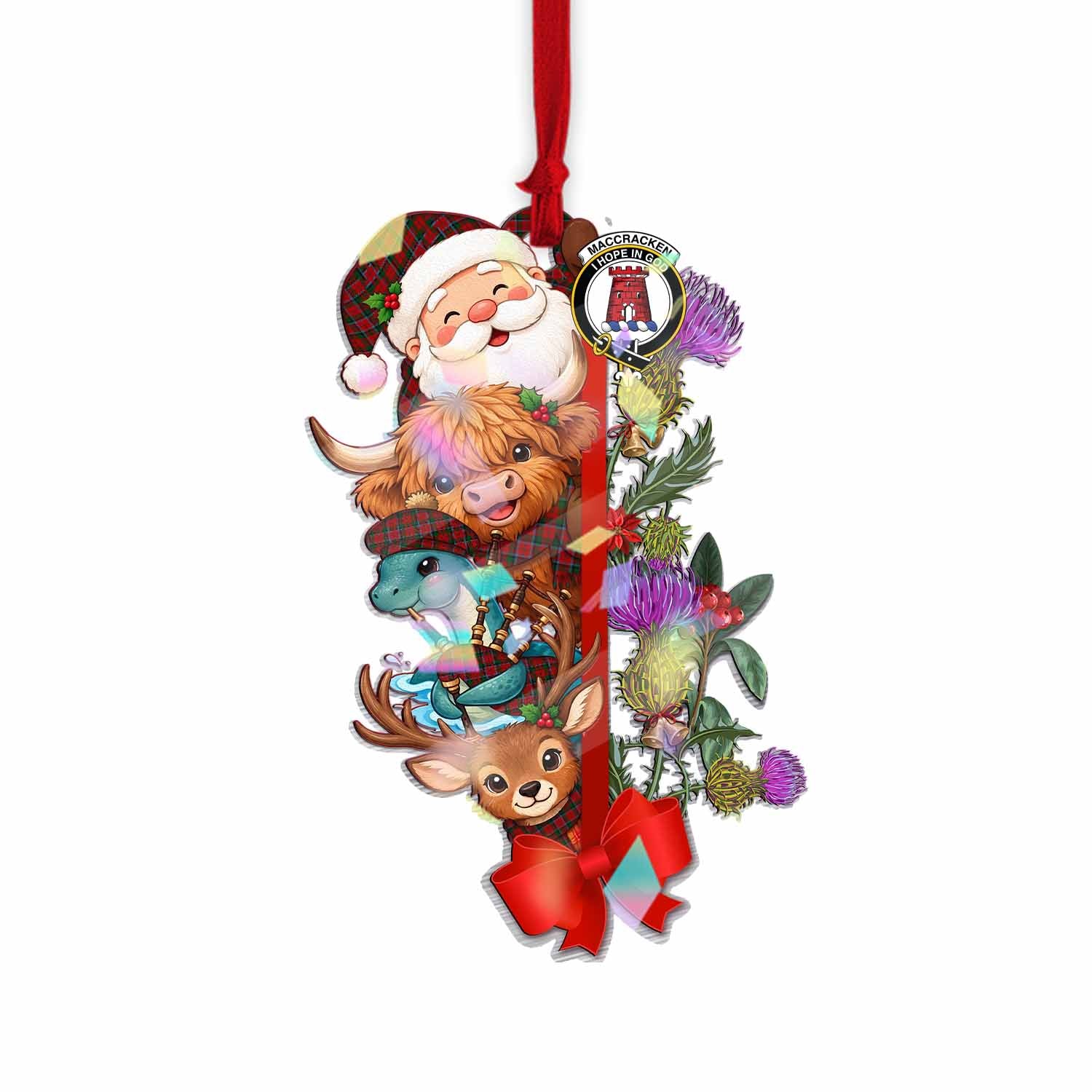 MacCracken (McCracken) Tartan Crest Christmas Hologram Ornament Scottish Highland Cow Nessie Deer Thistle