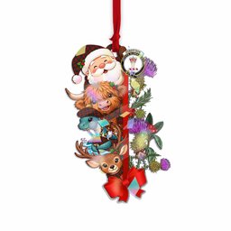 Robertson Tartan Crest Christmas Hologram Ornament Scottish Highland Cow Nessie Deer Thistle