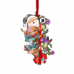 Tweedie Tartan Crest Christmas Hologram Ornament Scottish Highland Cow Nessie Deer Thistle