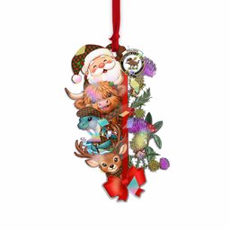 Pollock Tartan Crest Christmas Hologram Ornament Scottish Highland Cow Nessie Deer Thistle