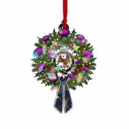 Agnew Tartan Crest Christmas Scottish Thistle Wreath Bow Hologram Ornament