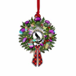 Abernethy Tartan Crest Christmas Scottish Thistle Wreath Bow Hologram Ornament