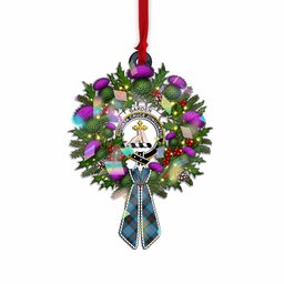 Garden (Gardyne) Tartan Crest Christmas Scottish Thistle Wreath Bow Hologram Ornament