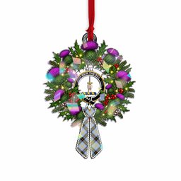 Bell Tartan Crest Christmas Scottish Thistle Wreath Bow Hologram Ornament