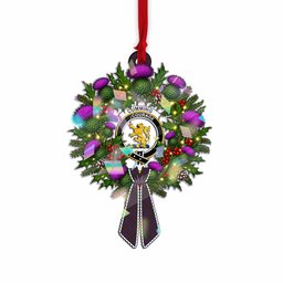 Cumming Tartan Crest Christmas Scottish Thistle Wreath Bow Hologram Ornament