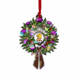 Forrester (Foster) Tartan Crest Christmas Scottish Thistle Wreath Bow Hologram Ornament