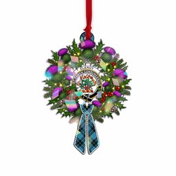 Clergy Tartan Crest Christmas Scottish Thistle Wreath Bow Hologram Ornament