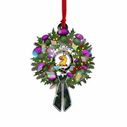 Allison Tartan Crest Christmas Scottish Thistle Wreath Bow Hologram Ornament