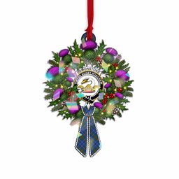 Edmonstone Tartan Crest Christmas Scottish Thistle Wreath Bow Hologram Ornament