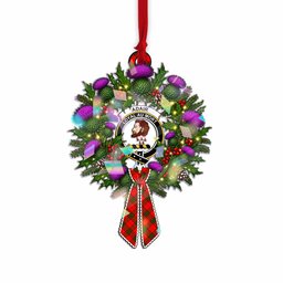 Adair Tartan Crest Christmas Scottish Thistle Wreath Bow Hologram Ornament