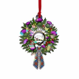 Bethune Tartan Crest Christmas Scottish Thistle Wreath Bow Hologram Ornament