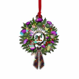 Christie Tartan Crest Christmas Scottish Thistle Wreath Bow Hologram Ornament