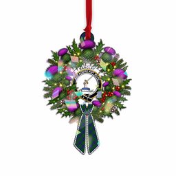 Barclay Tartan Crest Christmas Scottish Thistle Wreath Bow Hologram Ornament