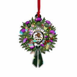 Graham Tartan Crest Christmas Scottish Thistle Wreath Bow Hologram Ornament