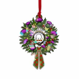 Grierson Tartan Crest Christmas Scottish Thistle Wreath Bow Hologram Ornament
