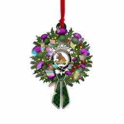Beveridge Tartan Crest Christmas Scottish Thistle Wreath Bow Hologram Ornament