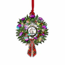 Butter Tartan Crest Christmas Scottish Thistle Wreath Bow Hologram Ornament