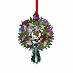 Abercrombie Tartan Crest Christmas Scottish Thistle Wreath Bow Hologram Ornament